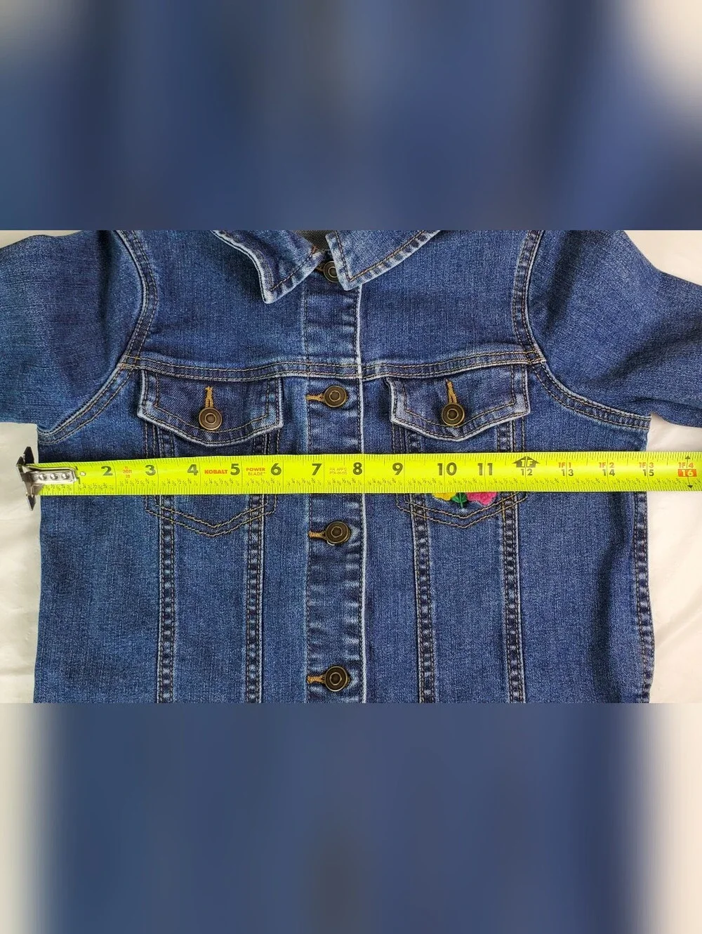 Hanna Andersson Girls Embroidered Flowers Denim Jacket - Size 8 (130 cm) - GUC